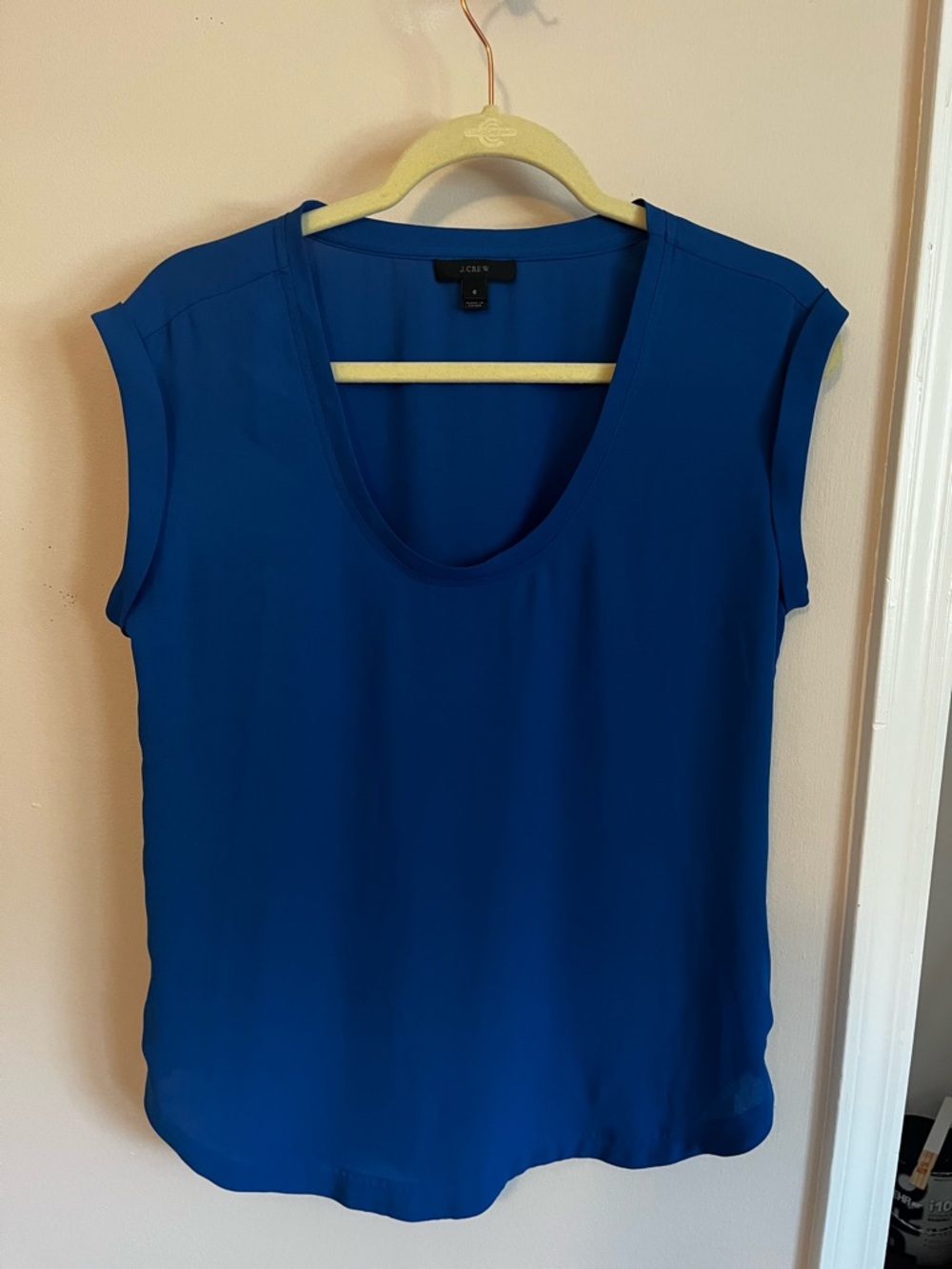 J. Crew Cap Sleeve Scoop Neck Cap Sleeve in Cobalt Blue